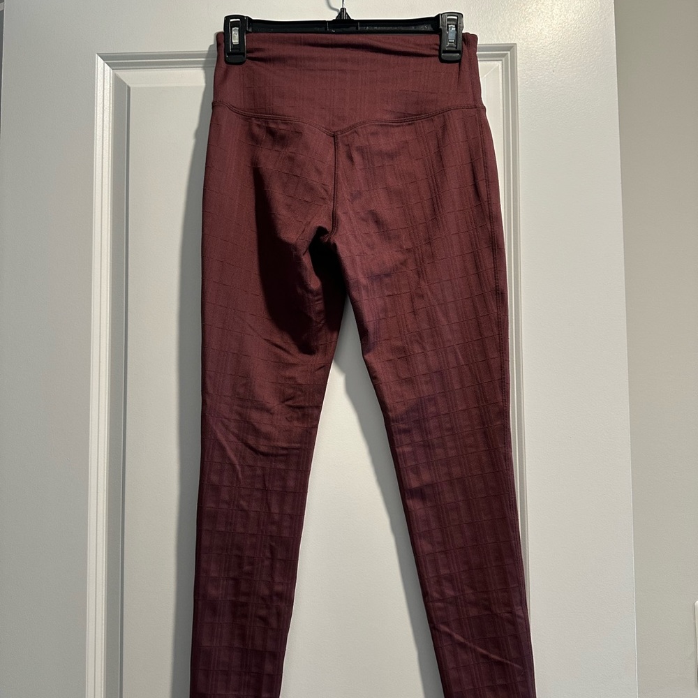 Maroon Patterned High Waisted Workout Leggings - image 3